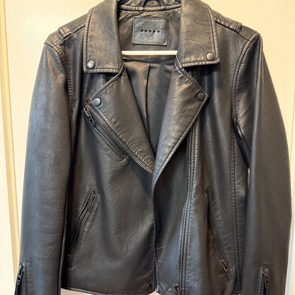 Blank NYC Black Leather Jacket, Black Hardware Size M